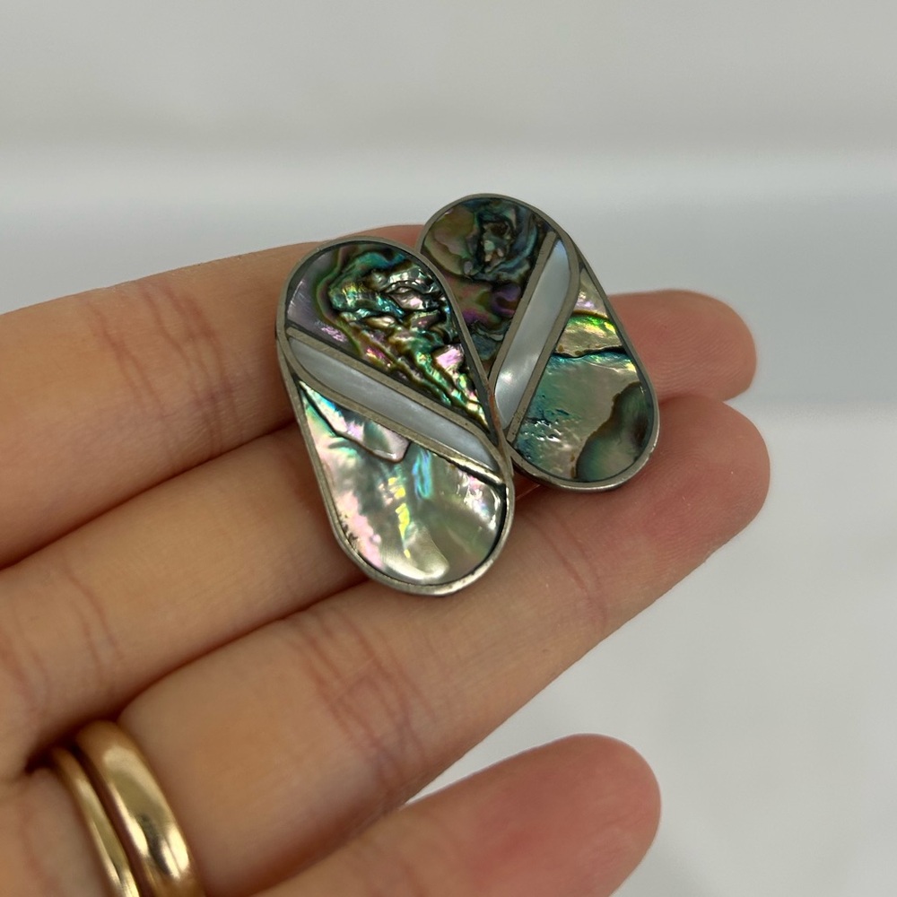 Vintage Mother of Pearl Earrings with Sterling Silver